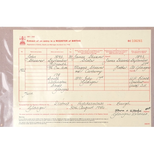 703 - A British military World War I medal trio awarded to 1857 PTE. John Shearer 6th Battalion High & Lig... 