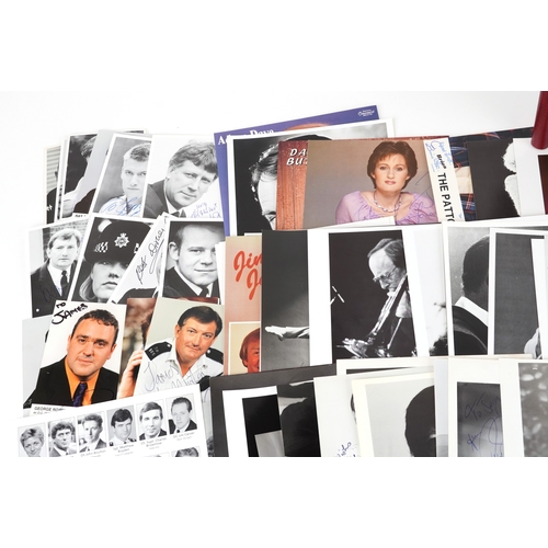 637 - A large collection of film star and famous faces autographs, predominantly 1990s personalized to Jer... 