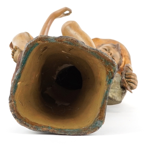 31 - A Goldscheider style pottery figure of a young fisherman, impressed Reproduction Reservee to the rev... 