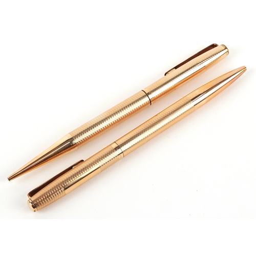 61 - A gold plated Yard-O-Led ballpoint pen and propelling pencil set, with box, 12.5cm in length.