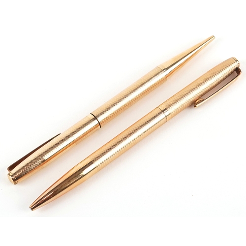 61 - A gold plated Yard-O-Led ballpoint pen and propelling pencil set, with box, 12.5cm in length.