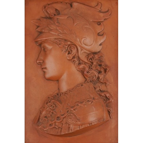 274 - A 19th Century relief moulded terracotta plaque of the Greek hero Perseus , framed, 47cm x 32cm.