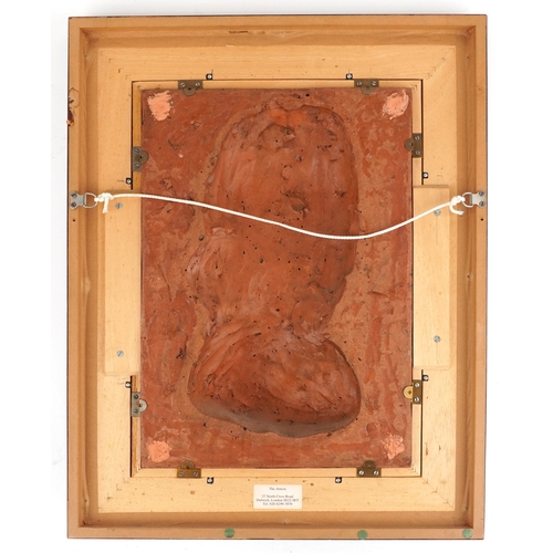274 - A 19th Century relief moulded terracotta plaque of the Greek hero Perseus , framed, 47cm x 32cm.