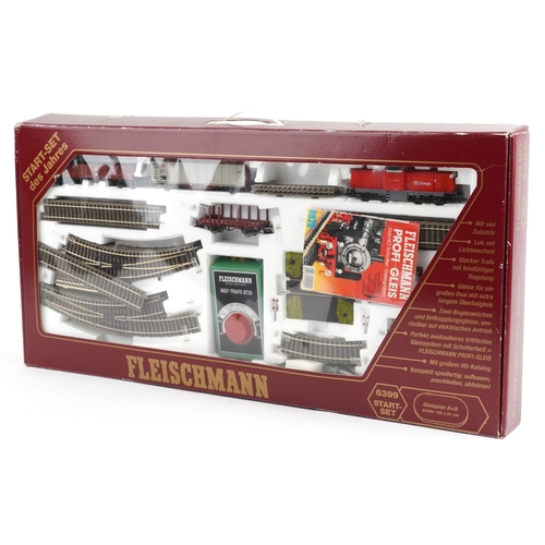 A Fleischmann model railway 6399 Start-Set HO gauge, boxed, 75cm wide.
