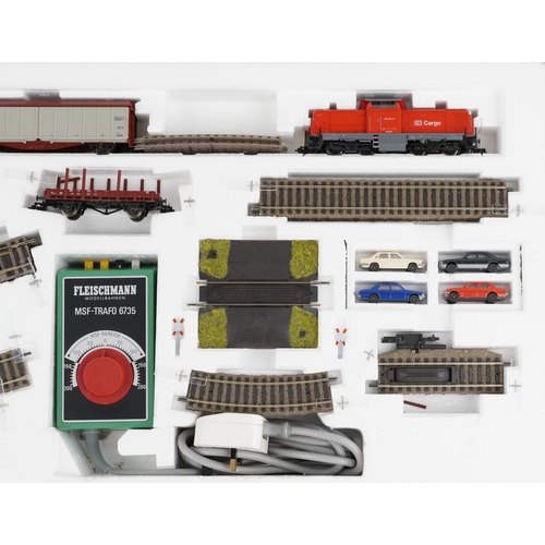 A Fleischmann model railway 6399 Start-Set HO gauge, boxed, 75cm wide.