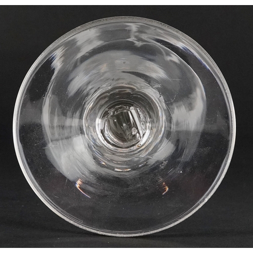 120 - A 19th century wine glass with etched bowl, 17.5cm high.