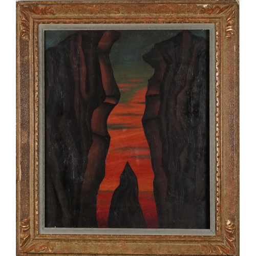 1286 - Jane Graverol - Abstract female nude, 20th century oil on canvas, within a giltwood and gesso frame,... 