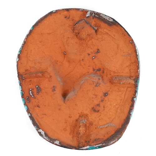 30 - An Art Deco terracotta wall plaque decorated in high relief with galloping horses, probably Goldsche... 