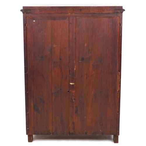 1001 - A good 19th century satin walnut secretaire cabinet, the fall front with a fitted interior above thr... 