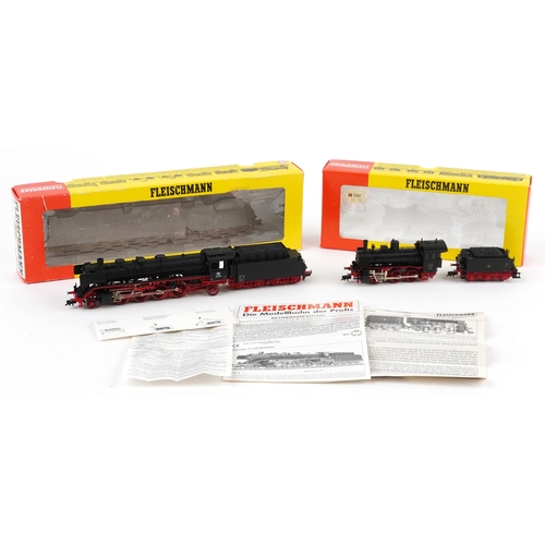 Two Fleischmann HO gauge model railway locomotives and tenders, with boxes, comprising numbers 4124 and 4130.