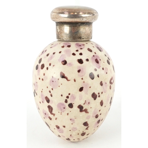 117 - Sampson Mordan & Co, a Victorian porcelain scent bottle in the form of an egg with silver lid, Londo... 
