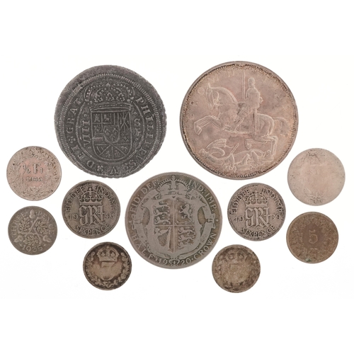 A small quantity of 19th century and later silver coins including a ...
