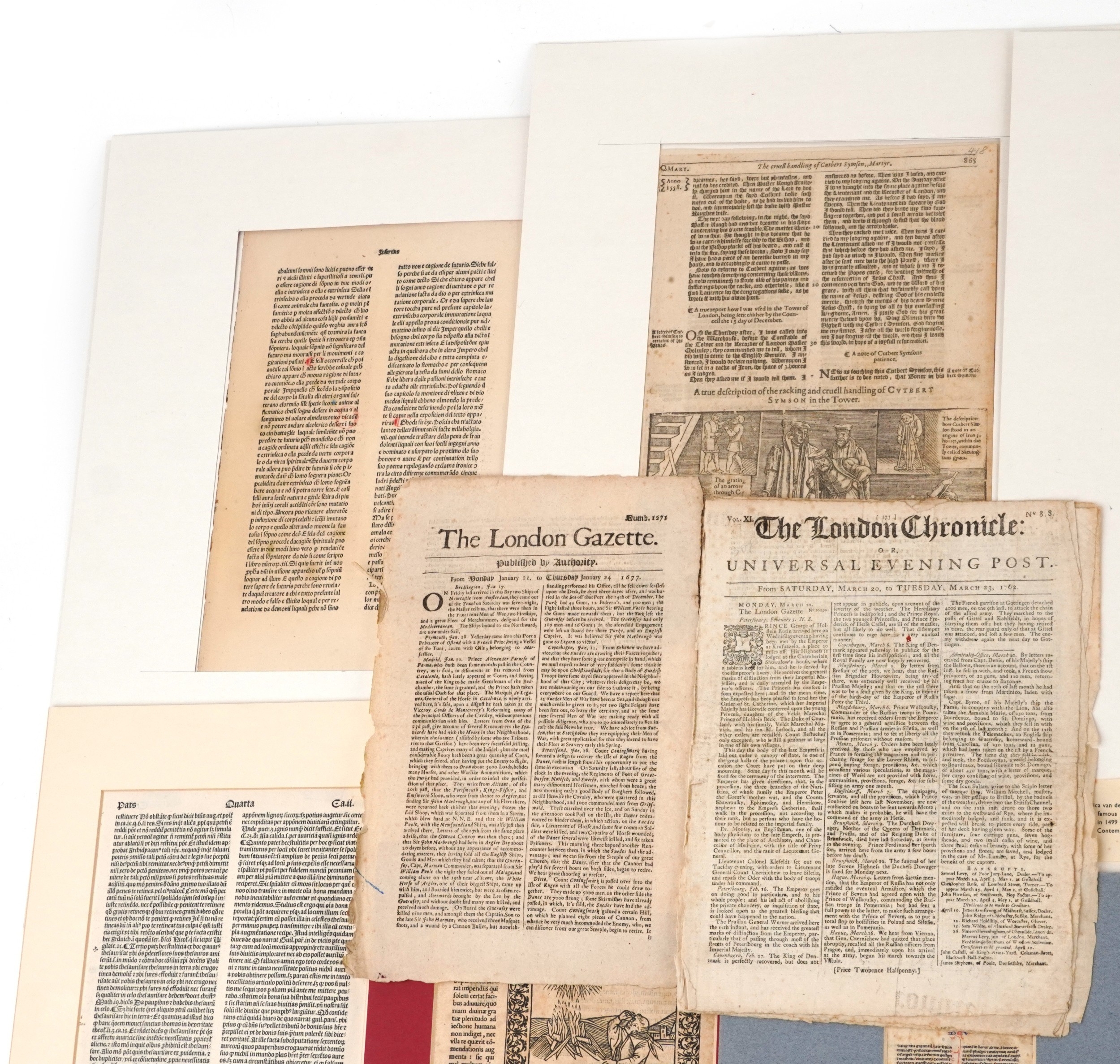 A collection of 13th century and later hand written and printed ...
