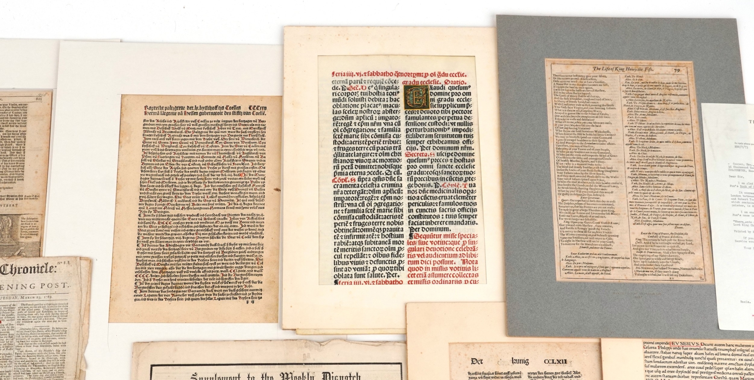 A collection of 13th century and later hand written and printed ...