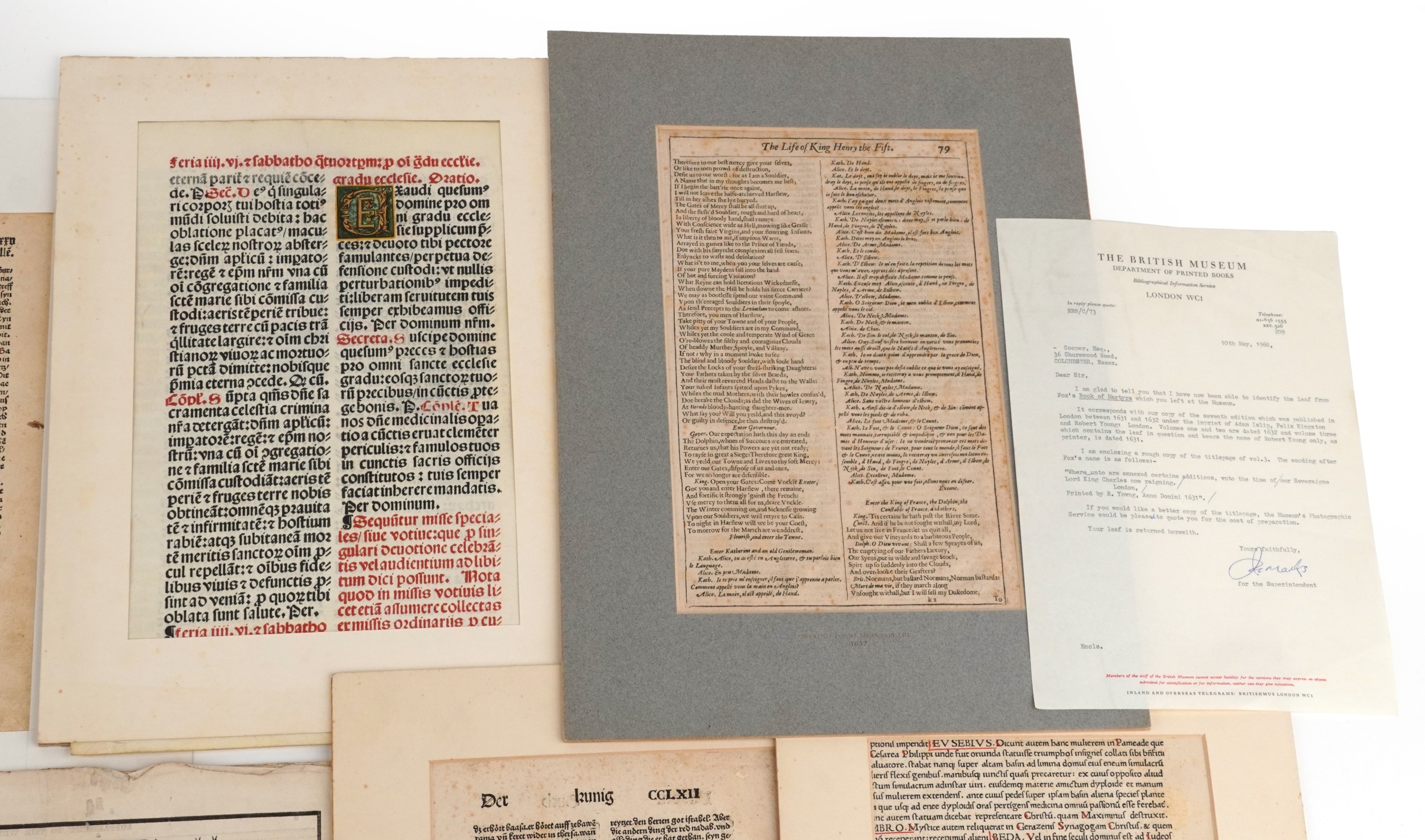 A collection of 13th century and later hand written and printed ...