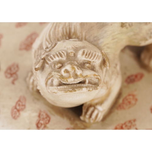 57 - A fine Japanese Meiji Satsuma earthenware tripod censer and cover with dog of foo knop, hand painted... 