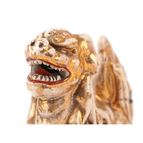 62 - A Japanese Satsuma tripod censer and cover having a dog of Foo knop, hand painted with an emperor, 3... 