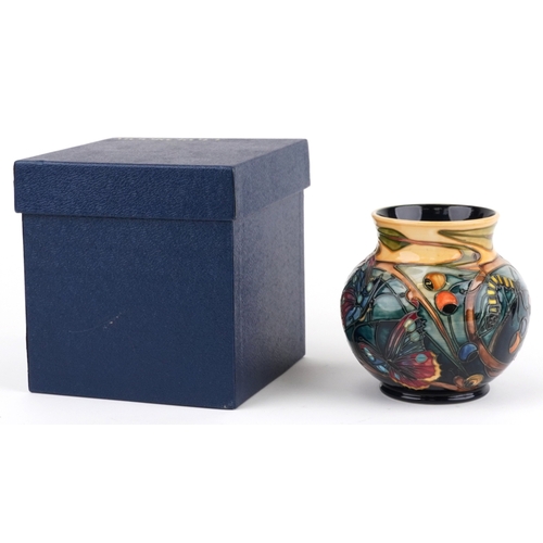 66 - Emma Bossons for Moorcroft, a Hartgring pattern vase, 15cm high, boxed.