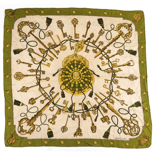  A Hermes Les Clefs silk scarf designed by Caty Latham, retailed by Harrods, 84cm x 86cm.