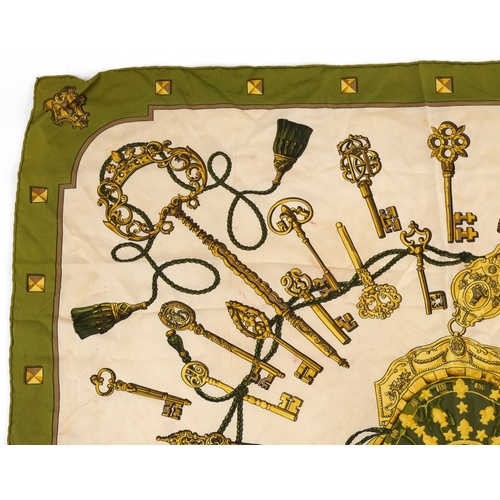  A Hermes Les Clefs silk scarf designed by Caty Latham, retailed by Harrods, 84cm x 86cm.