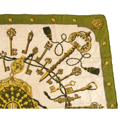  A Hermes Les Clefs silk scarf designed by Caty Latham, retailed by Harrods, 84cm x 86cm.
