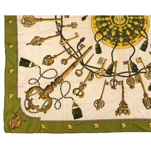  A Hermes Les Clefs silk scarf designed by Caty Latham, retailed by Harrods, 84cm x 86cm.