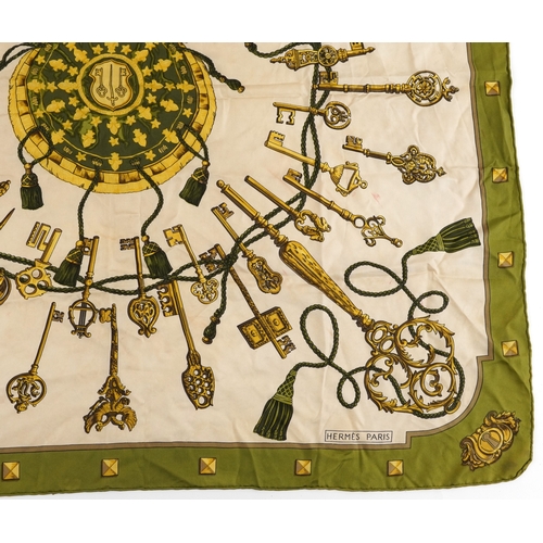  A Hermes Les Clefs silk scarf designed by Caty Latham, retailed by Harrods, 84cm x 86cm.
