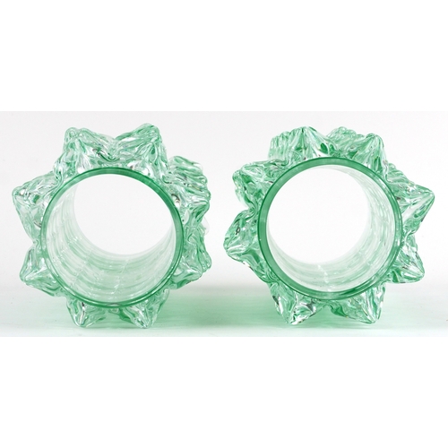  A near pair of rostrato glass ornaments, the largest 32cm high.