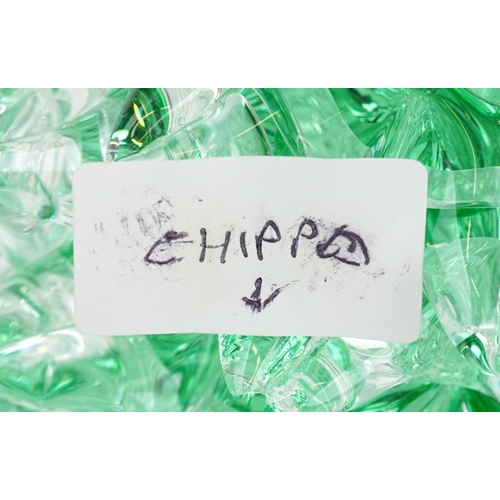  A pair of rostrato glass vases, 35cm high.