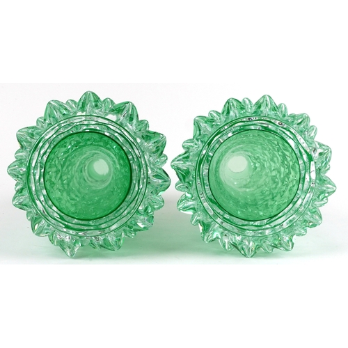  A pair of rostrato glass vases, 35cm high.