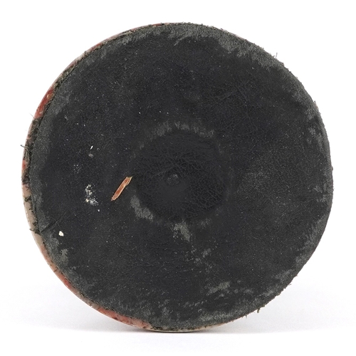  A 19th century gilt bronze figure of a monk raised on a specimen marble pedestal base, 20cm high.