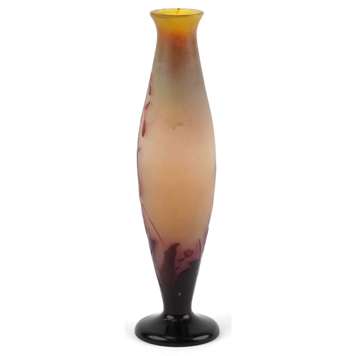 9 - Émile Gallé, a tall cameo glass vase overlaid with stylized flowers, 46cm high.