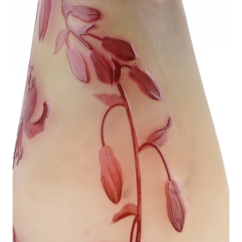 9 - Émile Gallé, a tall cameo glass vase overlaid with stylized flowers, 46cm high.