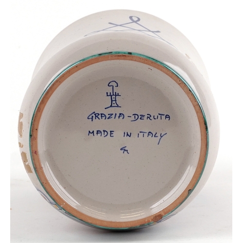 17 - A 20th century Italian Majolica apothecary jar inscribed Sal Mirabile (Miraculous Salt), depicting a... 