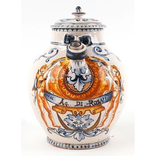 19 - Two Majolica pharmaceutical/apothecary jars, the largest 31cm high.