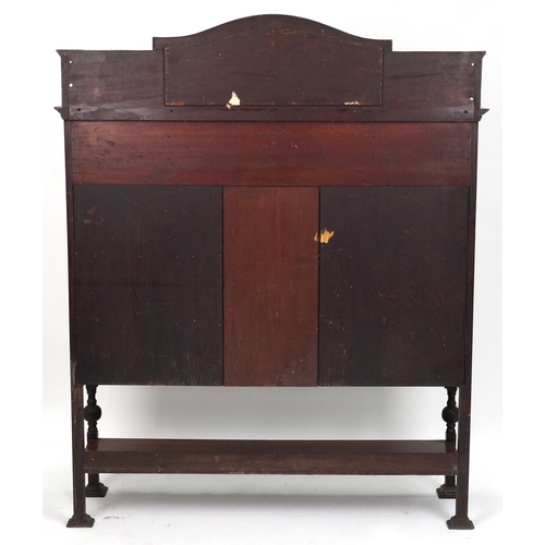  Shapland and Petter an Arts & Crafts mahogany mirror back side cabinet with inlaid decoration, the s... 