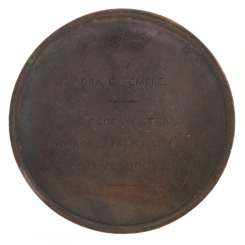  A 19th century Italian bronze plaque for the Bandiera Brothers decorated in relief with An Allegory ... 