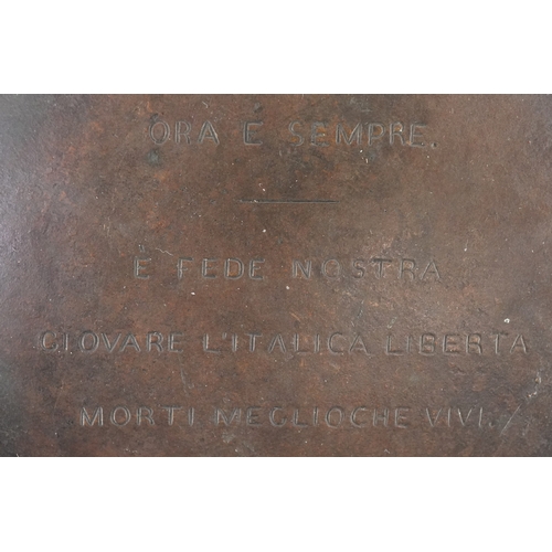  A 19th century Italian bronze plaque for the Bandiera Brothers decorated in relief with An Allegory ... 