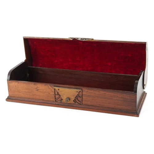  An Art Nouveau Jugendstil inlaid bass and rosewood table box, probably by Erhard & Söhne, 32cm wide.