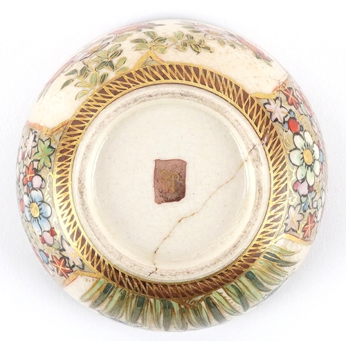 54 - A Japanese Satsuma earthenware pot and cover finely hand painted with figures and flowers, character... 