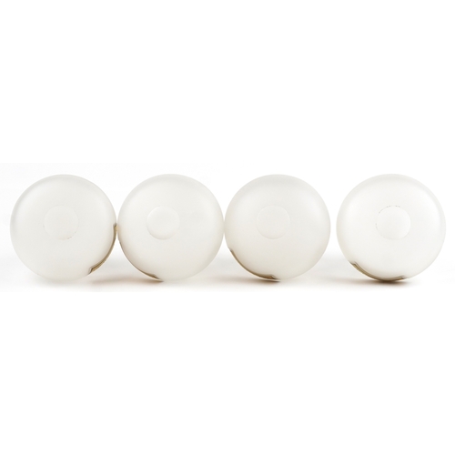 74 - A set of four Royal Pharmaceutical Society clear frosted glass apothecary bottles with cut glass sto... 