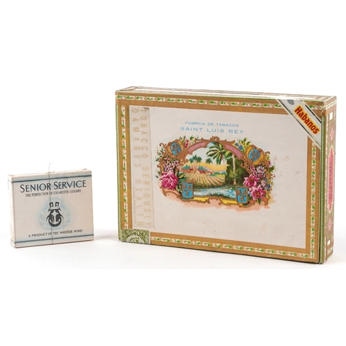 102 - Twelve Saint Luis Rey Habana cigars with box and a sealed packet of Senior Service cigarettes.