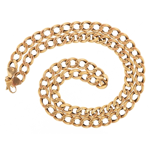  A gold curb link necklace, indistinct hallmarks, 55cm in length, 21.4g.