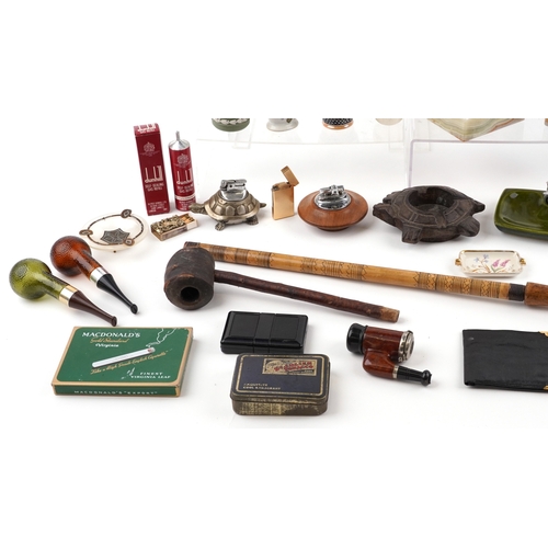 Smoking objects, some advertising, including glass ashtrays, onyx table ...