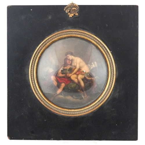  In the manner of Stobwasser, A 19th century German papier mâché lacquered snuff box lid finely hand ... 