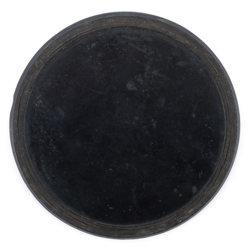  In the manner of Stobwasser, A 19th century German papier mâché lacquered snuff box lid finely hand ... 