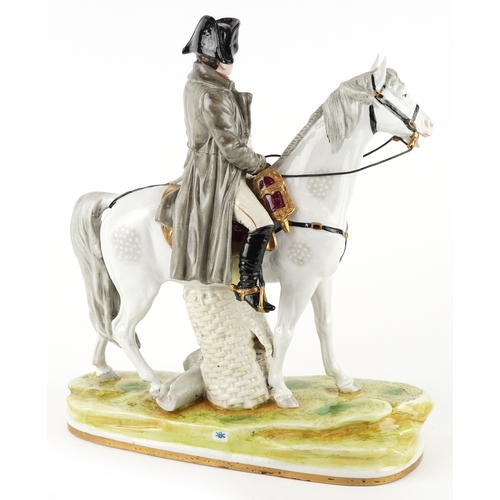 22 - Scheibe Alsbach, a German porcelain figure of Napoleon on horseback, 34cm high x 31cm wide