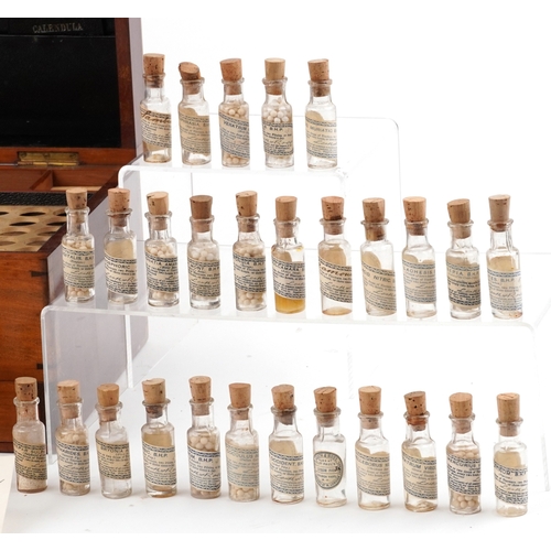 90 - A late George III mahogany apothecary cabinet housing a large collection of glass bottles with paper... 