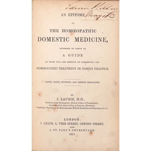 90 - A late George III mahogany apothecary cabinet housing a large collection of glass bottles with paper... 