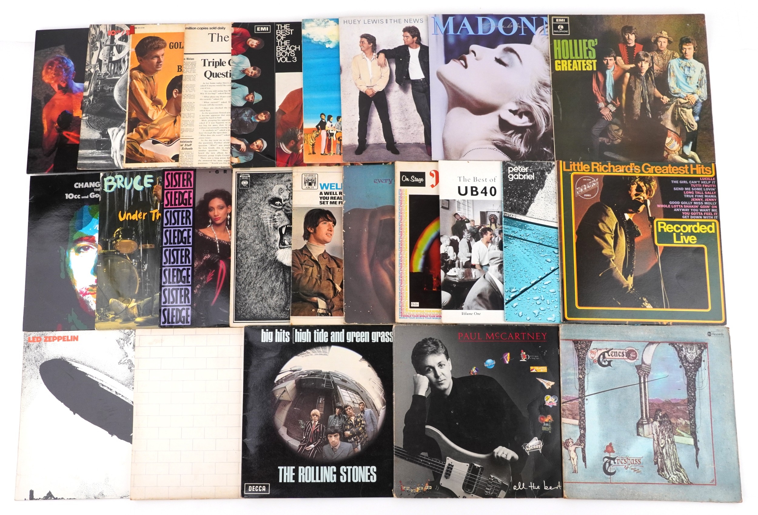 A collection of vinyl LP records, predominantly 1970s and 1980s ...